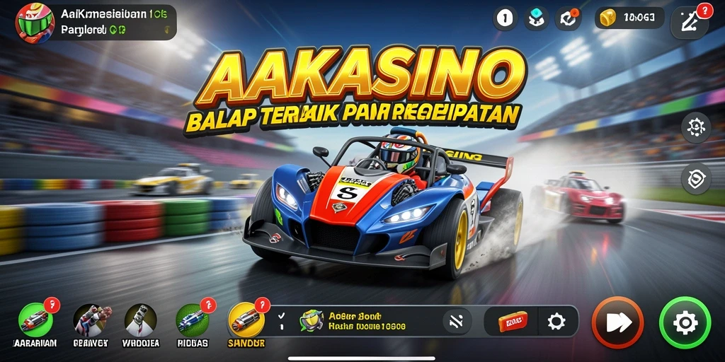 Gameplay AAKASINO yang mendebarkan di lintasan balap.