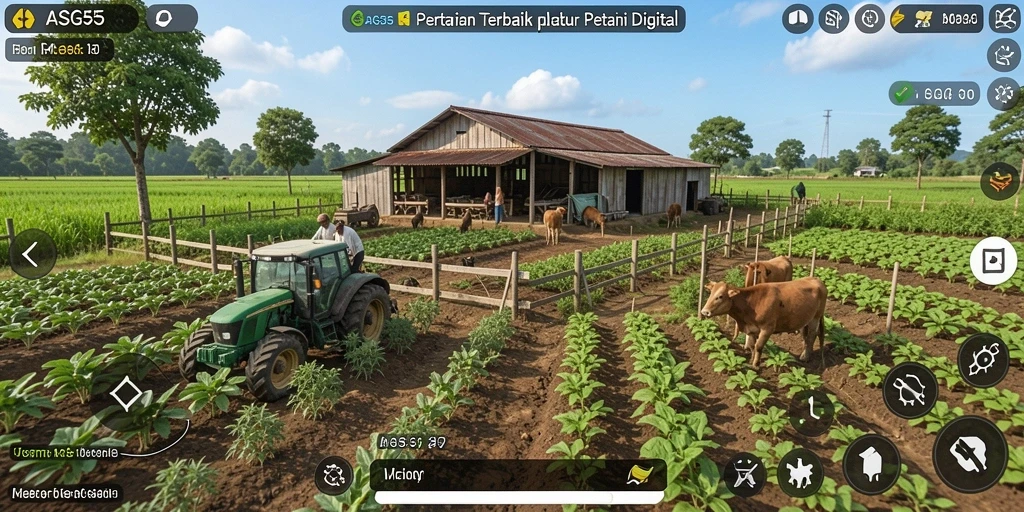 Gameplay seru ASG55 saat bertani dan merawat hewan.