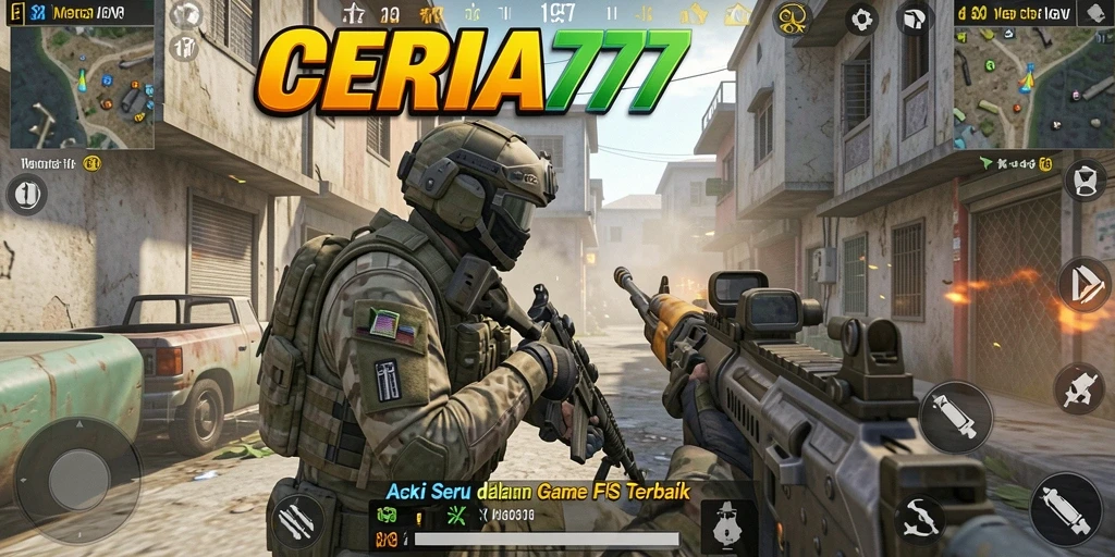 Tampilan menegangkan dalam gameplay FPS CERIA777 yang intens.