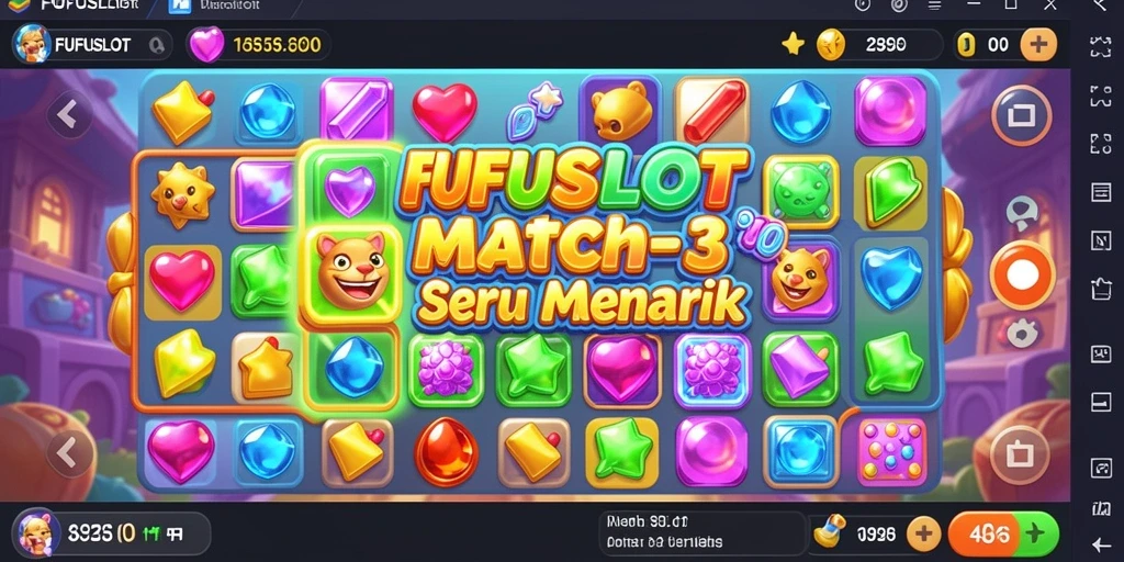 Tampilan gameplay menarik dari FUFUSLOT dengan warna-warni cerah.