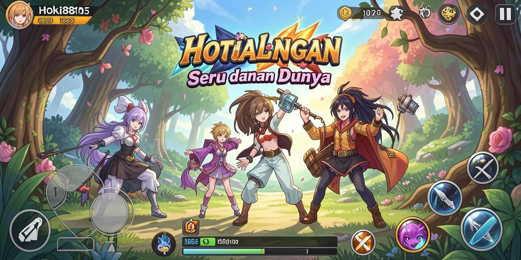 Tampilan gameplay HOKI8815 yang menarik dengan karakter anime.