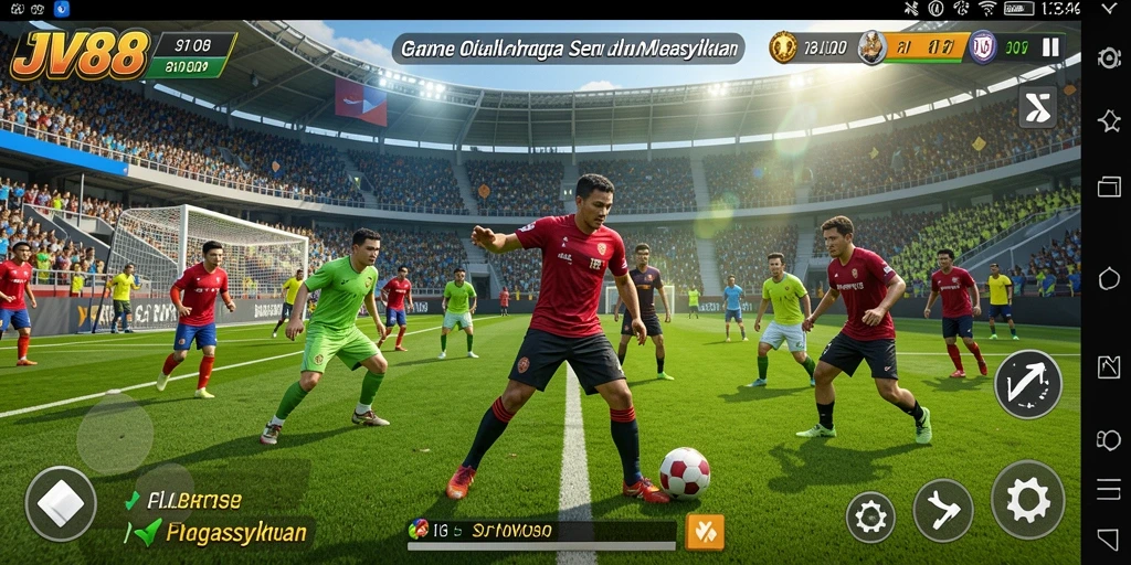 Screenshot utama JV88 menampilkan aksi gameplay olahraga yang mendebarkan.