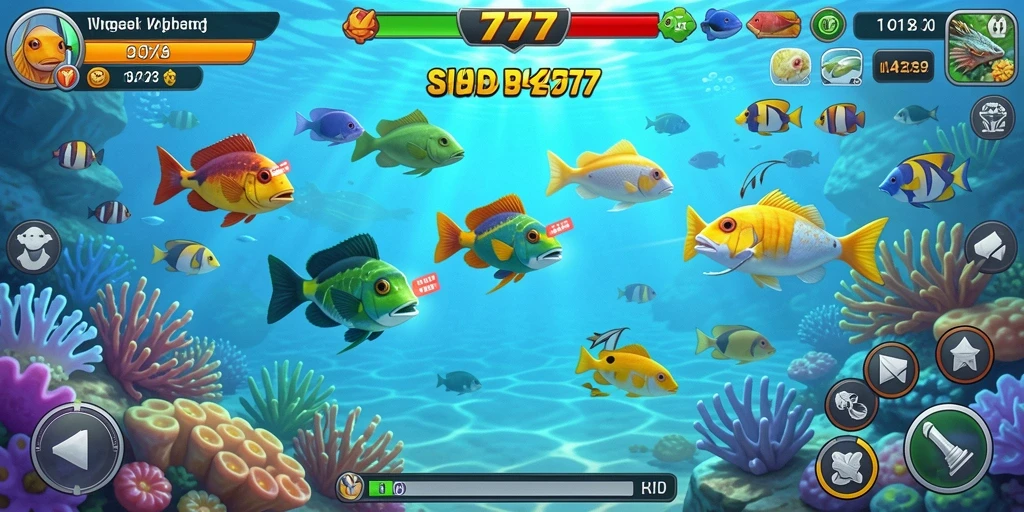 Tampilan gameplay seru dalam LENGKAP777 saat menembak ikan.