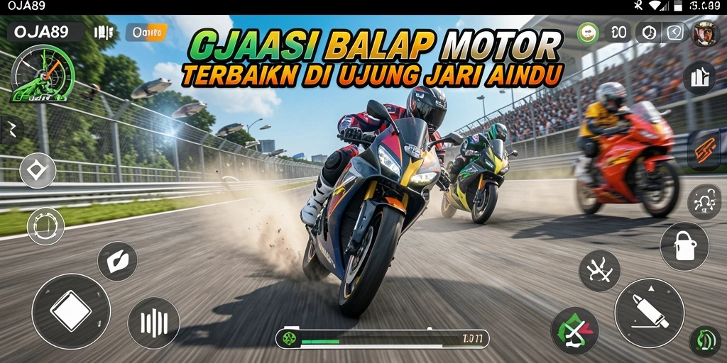 Gameplay seru OJA89 dengan balapan motor yang mendebarkan.