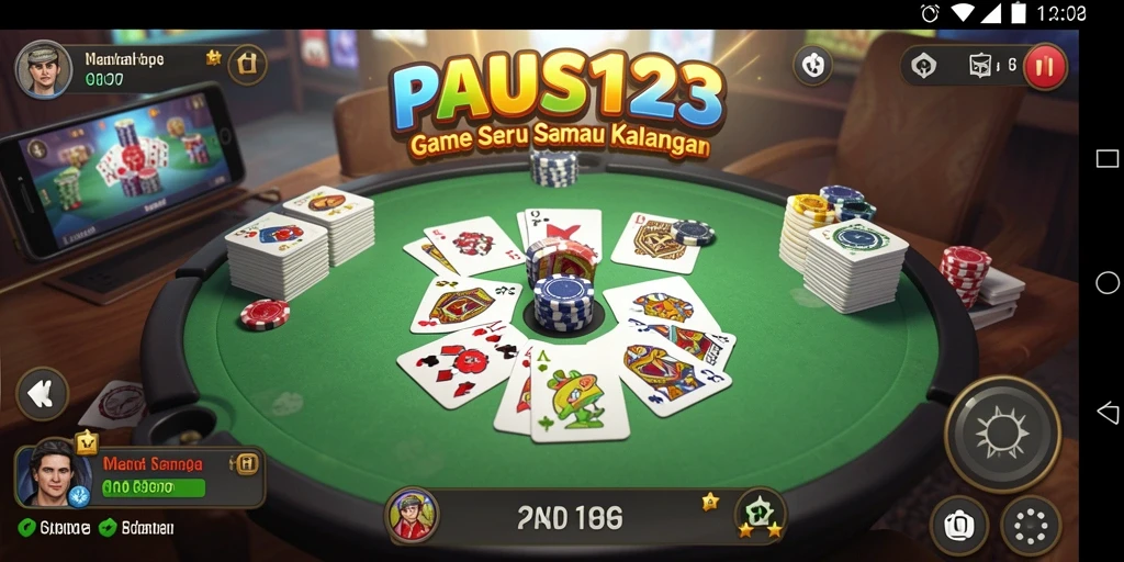 Tampilan utama PAUS123 dengan gameplay gaple yang menarik.