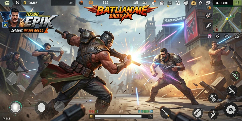 Tangkapan layar TO288 menampilkan aksi intens dalam pertarungan Battle Royale.