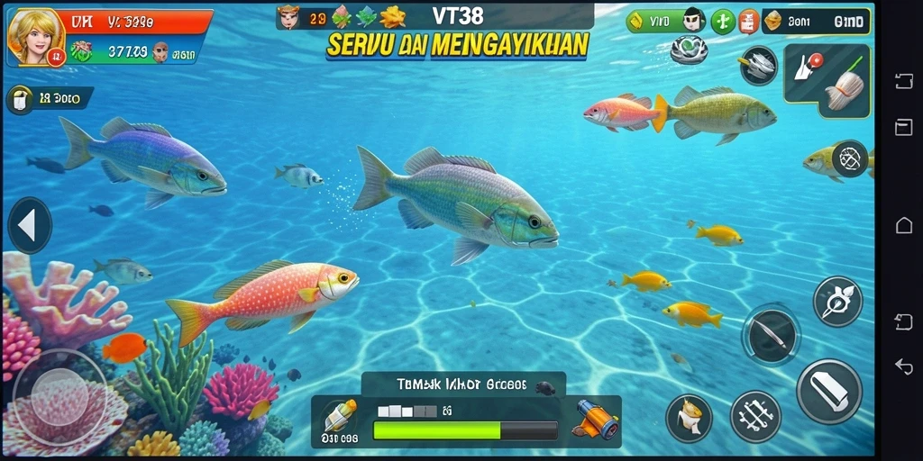 Tampilan gameplay Tembak Ikan yang seru di VT38.