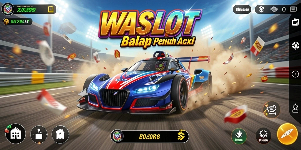Tampilan gameplay WASLOT dengan aksi balap mendebarkan.